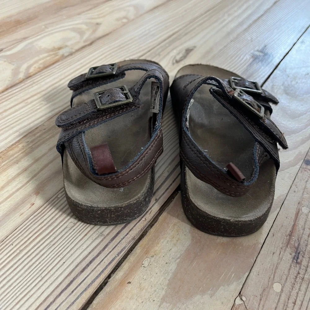 Bruno Toddler Brown Double Strap Buckle Cork Sandals Sz 8M osh kosh‎ hook & loop